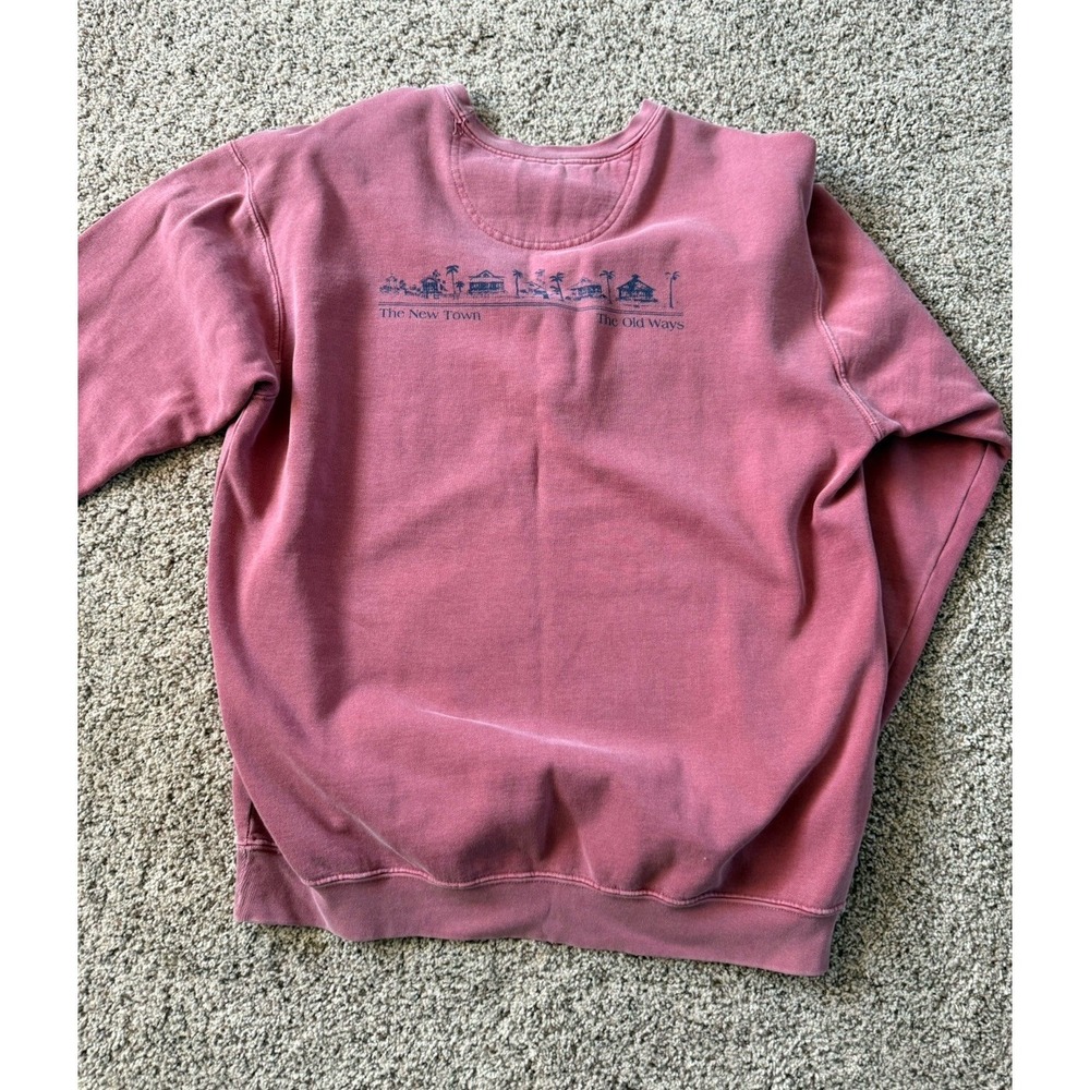 The Seaside Style Sweatshirt Size Large Beach Crewneck Pullover Dusty Red 30A - Picture 4 of 5